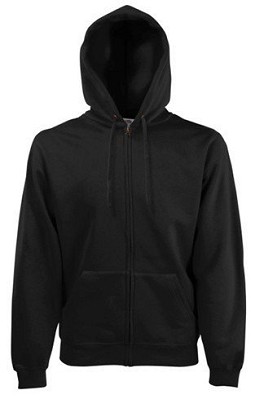 Fruit of the Loom, Classic Hooded Sweat Jacket, unisex duks sa kapuljačom i cibzarom, crna, L