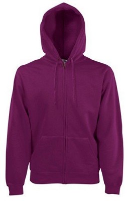 Fruit of the Loom, Classic Hooded Sweat Jacket, men's hooded sweatshirt, burgundy, M