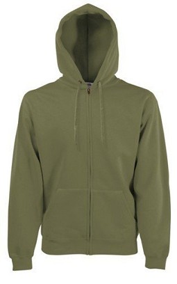 Fruit of the Loom, Classic Hooded Sweat Jacket, unisex duks sa kapuljačom i cibzarom, maslinasto zelena , S