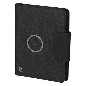 EVOLUTION, portfolio case wtih a5 notebook, wireless charger, 10w and power bank, 5.000 mah, black