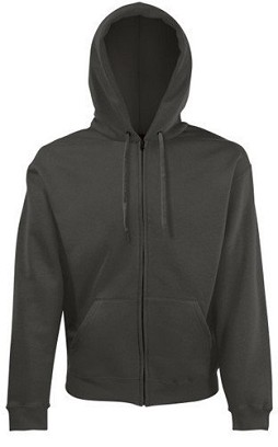 Fruit of the Loom, Classic Hooded Sweat Jacket,  unisex duks sa kapuljačom i cibzarom, svetlo grafit, 2XL