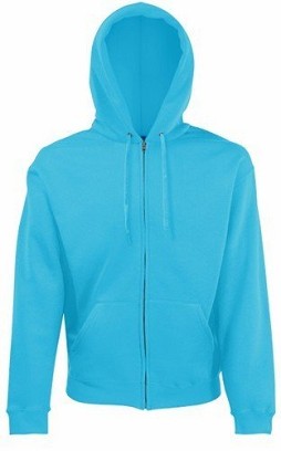 Fruit of the Loom, Classic Hooded Sweat Jacket,  unisex duks sa kapuljačom i cibzarom,  azurno plava, L