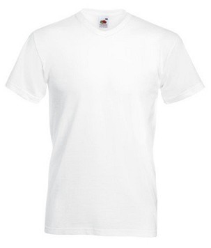 Fruit of the Loom, Valueweight, men's cotton T-shirt and V neckline, white, 2XL
