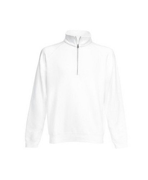 Fruit of the Loom, Classic Zip Neck Sweat,  unisex duks sa cibzarom,  bela, S