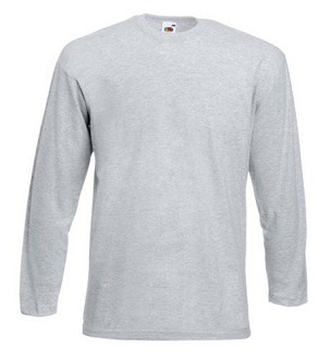 Fruit of the Loom, Valueweight, muška pamučna majica dugih rukava, pepeljasto siva, 5XL