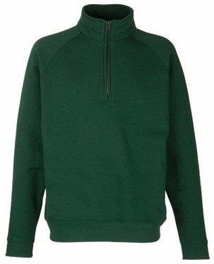 Fruit of the Loom, Classic Zip Neck Sweat, unisex duks sa cibzarom, šumsko zelena, S