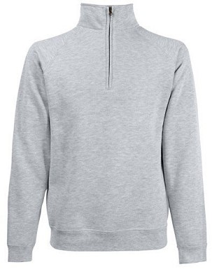 Fruit of the Loom, Classic Zip Neck Sweat, Men's Sweatshirt, Ash Gray, S