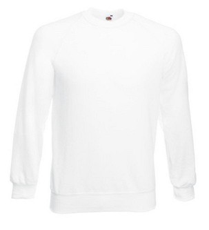 Fruit of the Loom, Classic Raglan Sweat, Classic Men's Hoodie, White, L