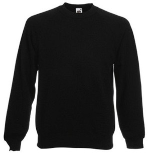 Fruit of the Loom, Classic Raglan Sweat, Classic Men's Hoodie, Black, 2XL