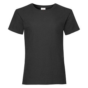 Fruit of the Loom, Valueweigtht Women's Children's T-shirt, Black, 9-11