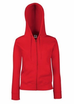 Fruit of the Loom, Ladies Premium Hooded Sweat Jacket, women's hooded sweatshirt, red,  M