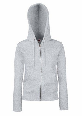 Fruit of the Loom, Ladies Premium Hooded Sweat Jacket, ženski duks sa kapuljačom i cibzarom,pepeljasto siva , L