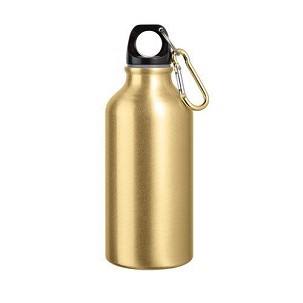 LANDSCAPE S. Aluminijumska sportska flaša sa karabinerom 400 ml, zlatna