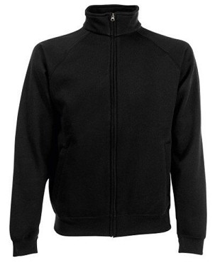 Fruit of the Loom, Classic Sweat Jacket, Men's Button-down Sweatshirt, Black, S