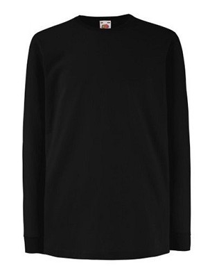 Fruit of the Loom, Valueweigtht, Men's Long Sleeve T-Shirt, Black, 12-13