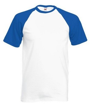 Fruit of the Loom, Baseball T, muška pamučna dvobojna majica kratkih rukava, belo-plava, 3XL