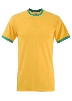 Fruit of the Loom, Valueweight Ringer T, men's double-breasted cotton T-shirt