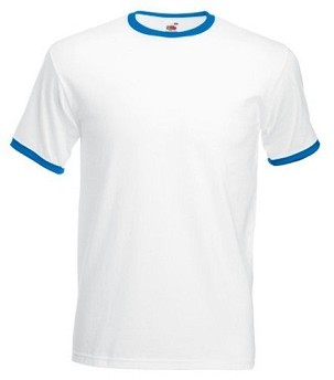 Fruit of the Loom, Valueweight Ringer T, men's double-breasted cotton T-shirt