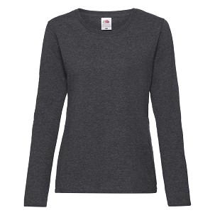 Fruit of the Loom, Ladies Valueweight Long sleeve T, ženska majica dugih rukava, tamno pepeljasto sivo,2XL