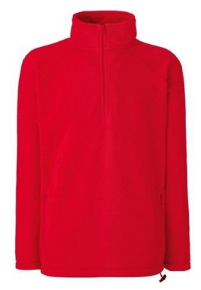 Fruit of the Loom, Half Zip Fleece, Men's Half-Button Hoodie, Red, 2XL