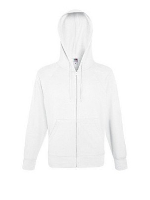 Fruit of the Loom, Lightweight Hooded Sweat Jacket, hooded sweatshirt, white, L
