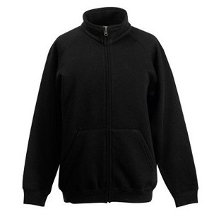 Fruit of the Loom, Kids Classic Sweat Jacket, buttoned sweatshirt, black, 12-13