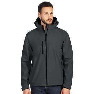 PROTECT MEN, softshell jakna sa skidajućom kapuljačom, tamno siva