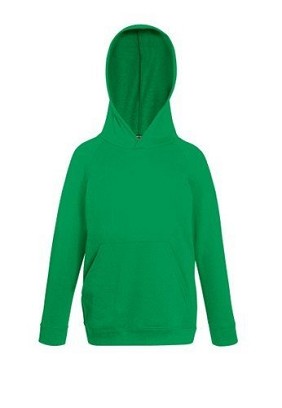 Fruit of the Loom, Kids Lightweight Hooded Sweat, Children's Hooded sweatshirt, kelly green, 12-13