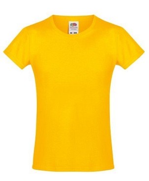 Fruit of the Loom, Sofspun, Women's Children's Cotton T-shirt, Sunflower Yellow, 14-15