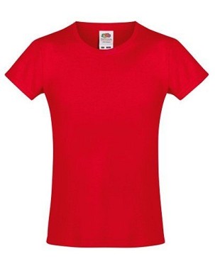 Fruit of the Loom, Sofspun, Women's Children's Cotton Short Sleeve T-shirt, Red, 12-13
