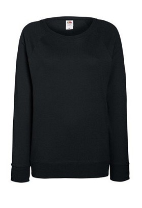 Fruit of the Loom, Ladies Raglan Sweat, women's classic sweatshirt, black, S