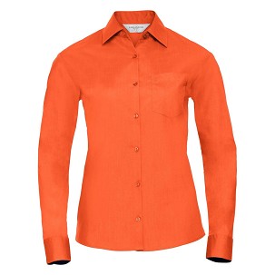 RUSSELL Women's Long Sleeved POLYCOTTON EASY CARE POPLIN Shirt