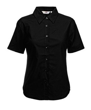 Fruit of the Loom, Ladies Short Sleeve Oxford Shirt, ženska oxfor košulja, crna, XS