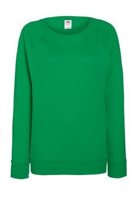 Fruit of the Loom, Ladies Raglan Sweat, women's classic sweatshirt, kelly green S