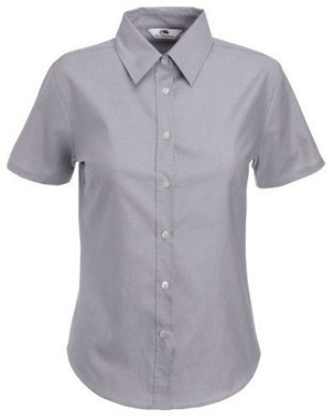 Fruit of the Loom, Ladies Short Sleeve Oxford Shirt, Oxford Shirt, Oxford Gray, XL