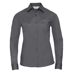 RUSSELL Women's Long Sleeved POLYCOTTON EASY CARE POPLIN Shirt
