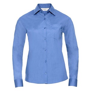 RUSSELL Women's Long Sleeved POLYCOTTON EASY CARE POPLIN Shirt
