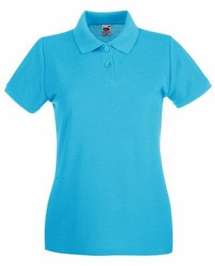 Fruit of the Loom, Ladies Premium Polo, ženska premium polo majica, azurno plava, XL