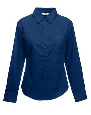 Fruit of the Loom, Ladies LS Poplin Shirt, ženska poslovna košulja, teget, XL