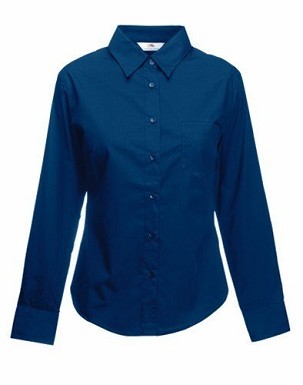 Fruit of the Loom, Ladies LS Poplin Shirt, ženska poslovna košulja, teget, 3XL
