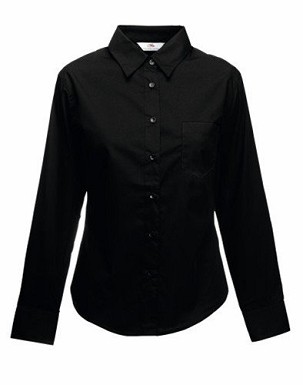 Fruit of the Loom, Ladies LS Poplin Shirt, ženska poslovna košulja, crna, 2XL