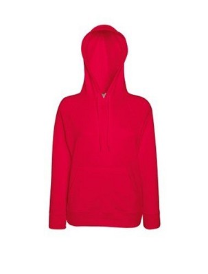 Fruit of the Loom, Ladies Lightweight Hooded Sweat, ženski duks sa kapuljačom, crvena, L