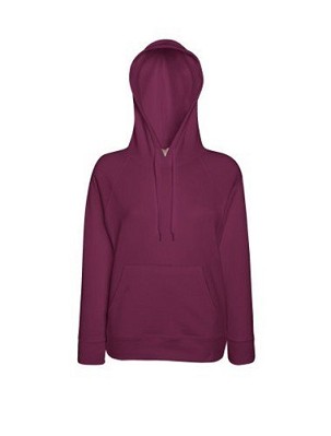 Fruit of the Loom, Ladies Lightweight Hooded Sweat, ženski duks sa kapuljačom,burgundi , XS