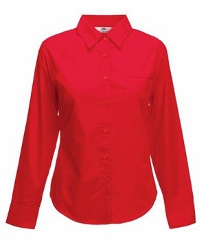 Fruit of the Loom, Ladies LS Poplin Shirt, ženska poslovna košulja, crvena,, 2XL