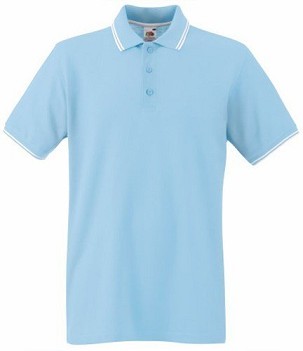 Fruit of the Loom, Premium Tipped Polo, premium two-tone men's polo shirt, light blue - white, 2XL