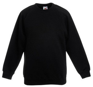 Fruit Of The Loom, Kids Premium Raglan Sweat, dečija dukserica, crna, 7-8