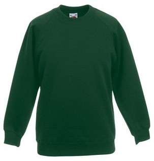 Fruit Of The Loom, Kids Premium Raglan Sweat, Kids' Hoodie, Forest Green, 12-13