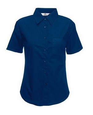 Fruit of the Loom, Ladies SS Poplin Shirt, ženska poslovna košulja kratkih rukava, teget, 3XL