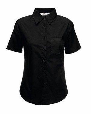 Fruit of the Loom, Ladies SS Poplin Shirt, ženska poslovna košulja kratkih rukava, crna, L
