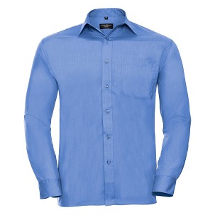 RUSSELL men's long sleeve shirt POLYCOTTON EASY CARE POPLIN.Elegant and versatile material.Classic, two buttons on cuff.35% Poplin cotton / 65% polyester, 110/105 g / m2.Drying at 50 degrees.EASY CARE -dry quickly, easily ironed white XS